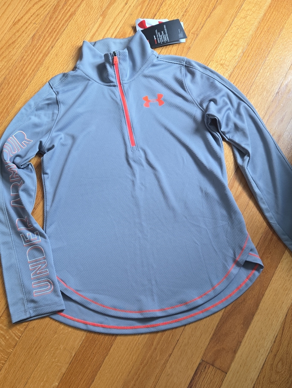 Under Armour Gray Quarter-Zip Pullover with Orange Trim